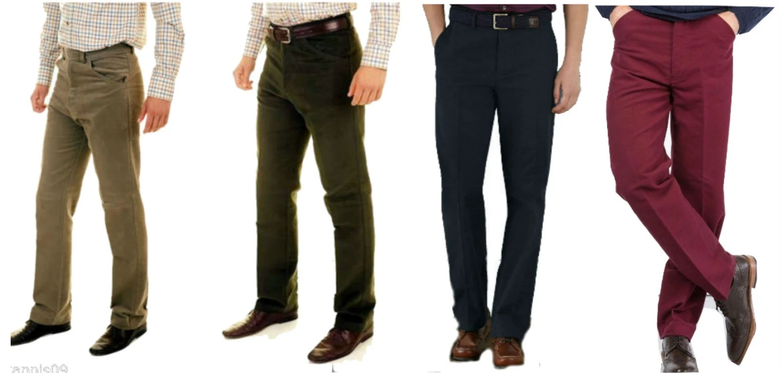 Men’s Moleskin Trousers – Country Smart Casual Pants Olive Beige Navy Wine
