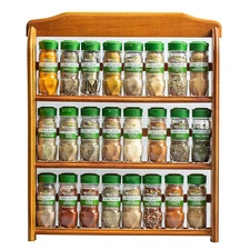 Three Tier Wood 24 Piece Organic Spice Rack Organizer with Spices Included, 27.6