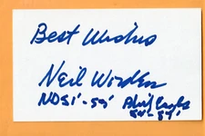 Neil Worden Philadelphia Eagles AUTO Signed 3x5 Card Notre Dame Irish