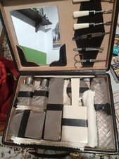 TROUSSE DA VIAGGIO SET TOILETTE Vintage IN PELLE beauty case come nuovo