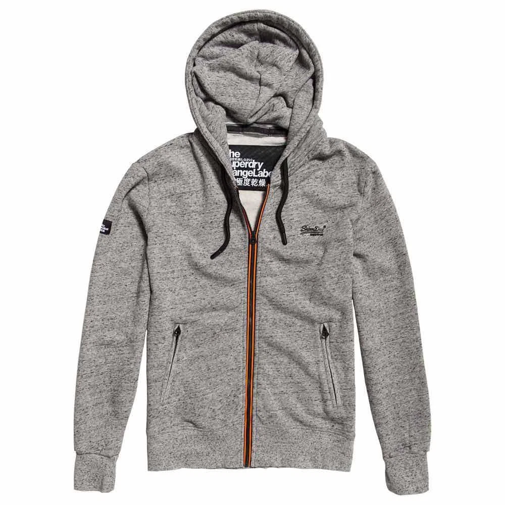 Superdry Mens Urban Flash Zip Hood Jacket Grey Grit Orange