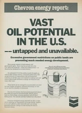1980 Chevron Energy Report US Map Outline Barrel Stratigraphy Vtg Print Ad SI11