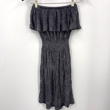 Chaser Dress Womens Small Charcoal Cottagecore Smocked Tiered Off Shoulder