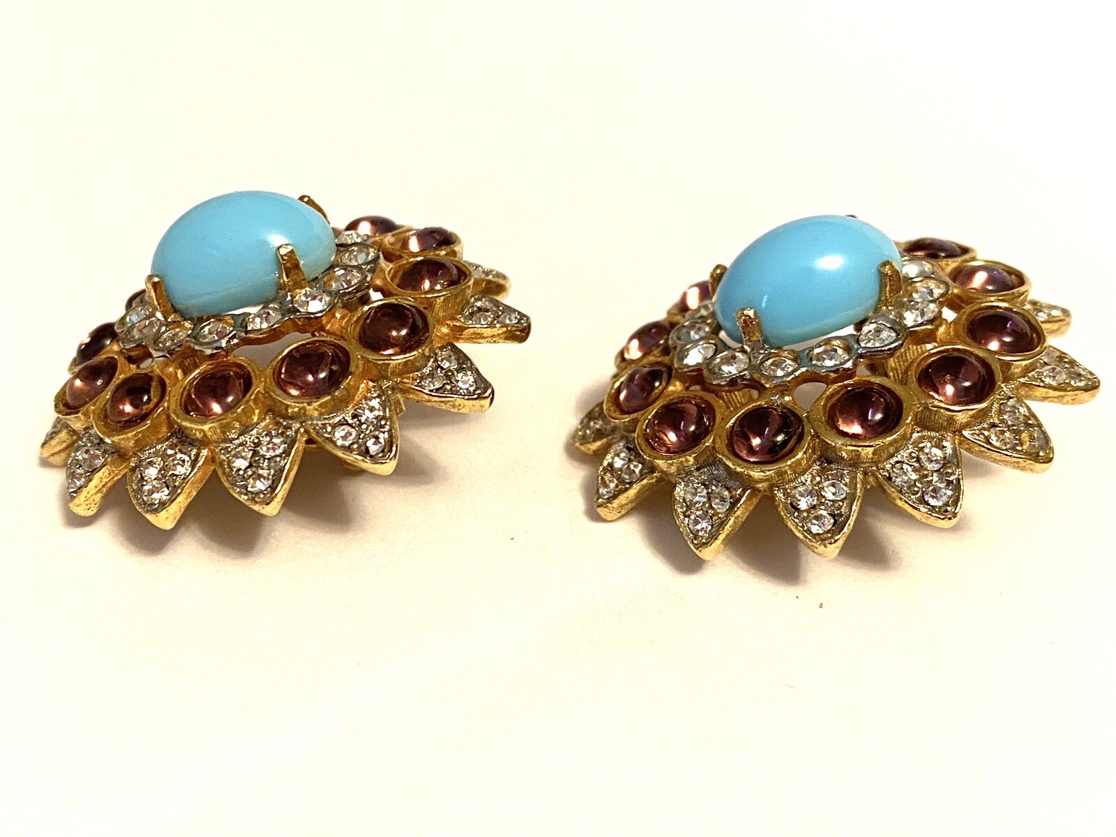 VTG Kenneth Jay Lane KJL Clip Earrings Turquoise … - image 3