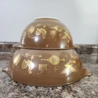 Vtg Pyrex EARLY AMERICAN Brown Gold Cinderella Bowl 4 2 Qt Mixing 442 444 60s