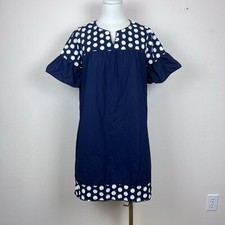 J Crew Dress Womens Eight Shift Embroidered Fringe Polka Dot Cottage Coastal