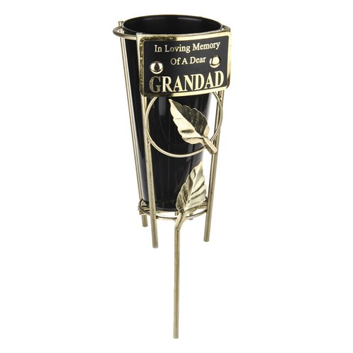 In Loving Memory Grave Pot Flower Vase Metal Spike Memorial Tribute Crematorium - Picture 2 of 26