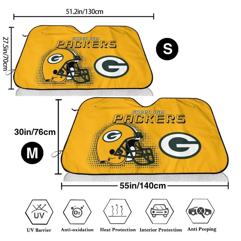 Green Bay Packers Car Windshield Sunshade Helmet Style Car Sunshade Heatproof