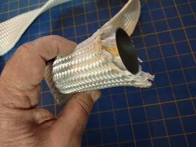 Silica Fiber Braided Sleeving, ~2.25'' diam. pre-shrunk, uncoated, non-adhesive