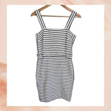 Banana Republic White & Navy Blue Striped Sheath Mini Dress Size 4