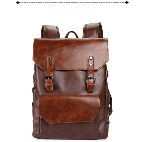 Men's Large Capacity Leather Backpack Fashionable Trend Simple Travel Backpack - Picture 15 of 24