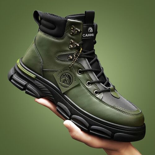 Men's Anti-skid High-top Lace-up Shoes Male Outdoor Walking Running Hiking Boots - Photo 1/23