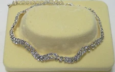 JCGY Zig Zag Wavy Bracelet Sparkled with Crystals Designed for Bigger Wrist