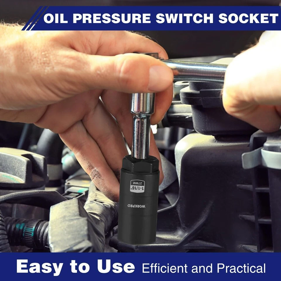 WORKPRO Oil Pressure Switch Sensor Socket Automotive 3/8" Drive 1-1/16" 27mm USA - Image 3 of 4