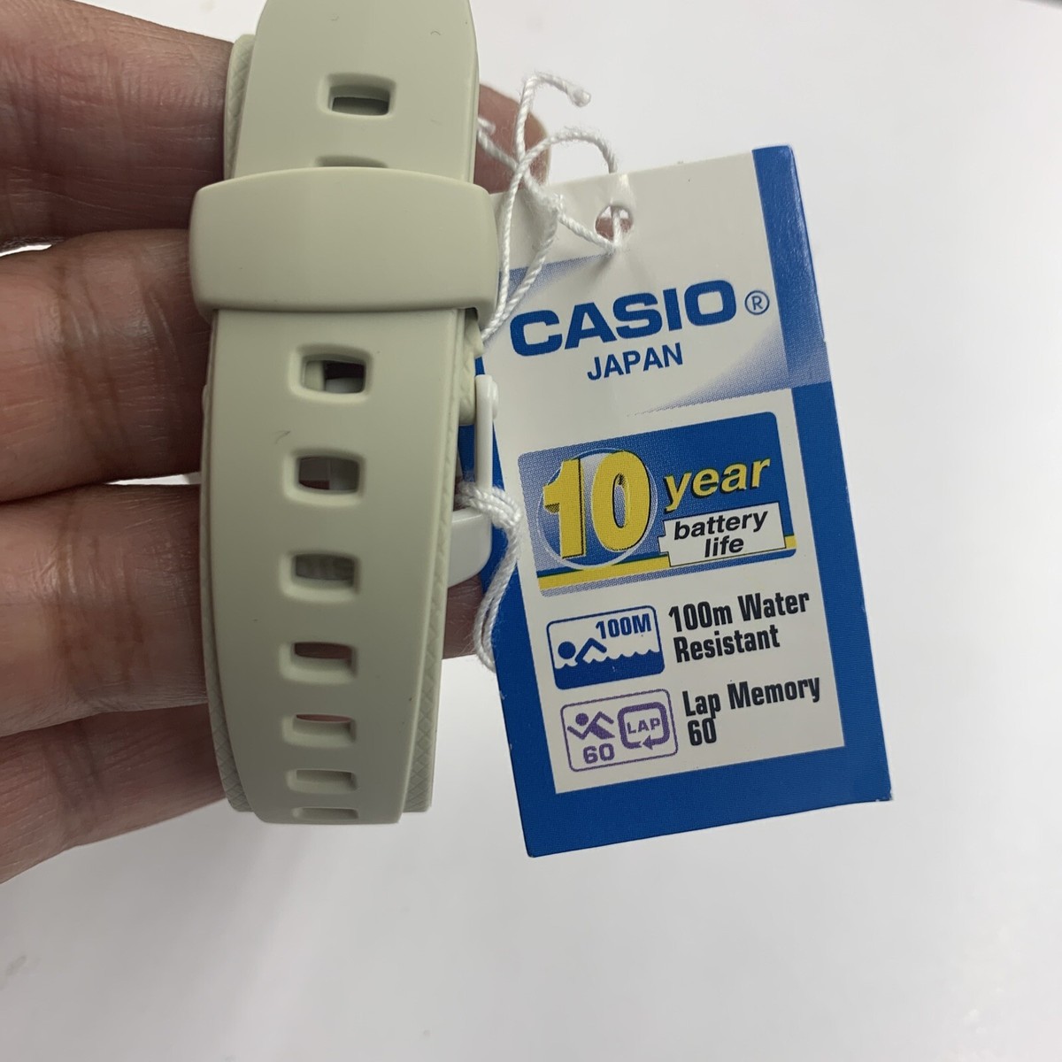 Casio W734-7A lap memory white resin Band watch | eBay