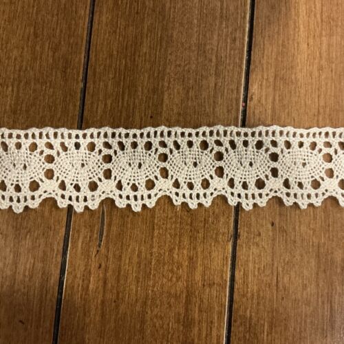 Beige Cotton Cluny Lace Crochet Trim. 20 Continuous Yards 1 1/4” Wide