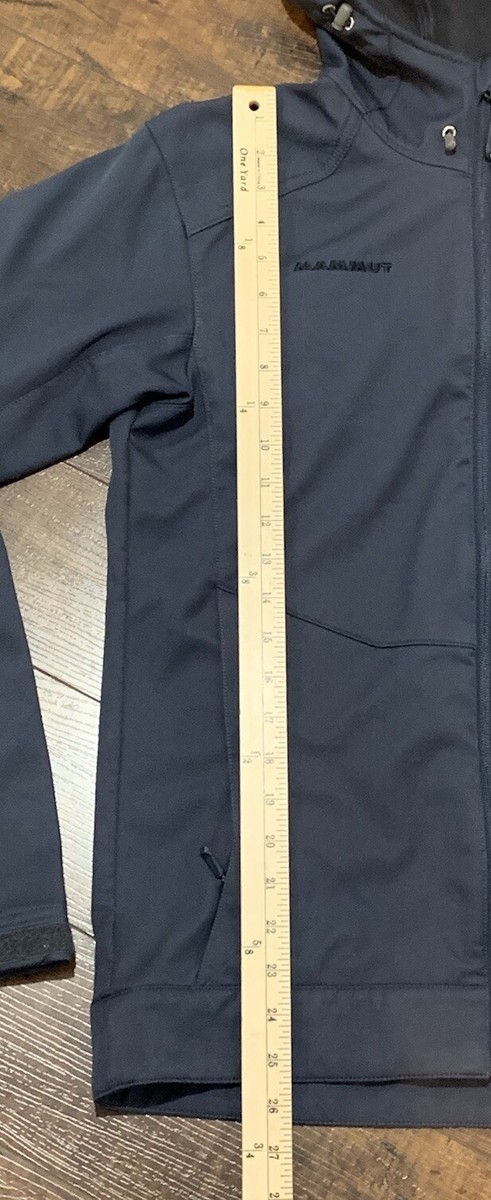 Mammut Men's Blue Softech Soft Shell Hooded Full Zip Jacket Size