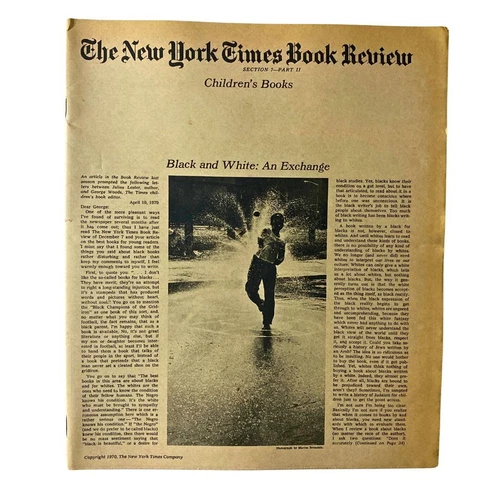 The New York Times Book Review 1970 Black & White An Exchange No Label VG