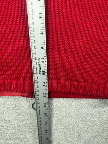 Vintage MAURICE SASSON Womens Medium Red Leather Jacket Knit Sweater Sleeves - Picture 7 of 13