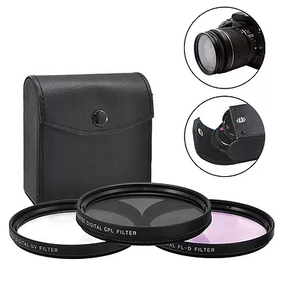 58mm 3 Piece HD Lens Filter Kit For Canon 18-55mm, 75-300mm, 70-300mm, 55-250mm