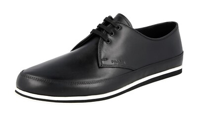 PRADA Leder St Tropez Sneaker Schuhe - 4E3061 - Schwarz - NEU -  5 39