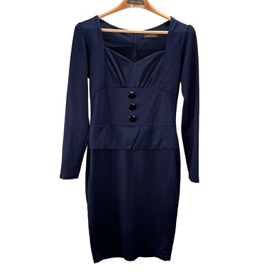 Retro Style Dress size M Navy Blue Corset Empire Waist Career Nautical | eBay Retro Style Dress size M Navy Blue Corset Empire Waist Career Nautical | eBay
