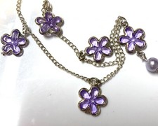 10.101  Vintage necklace, silver tone, crystal bezel charms