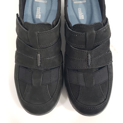 Clarks Soft Cushion Suede Slip on Flats Black Womens 6.5W Wide Comfort NEW - Picture 2 of 12