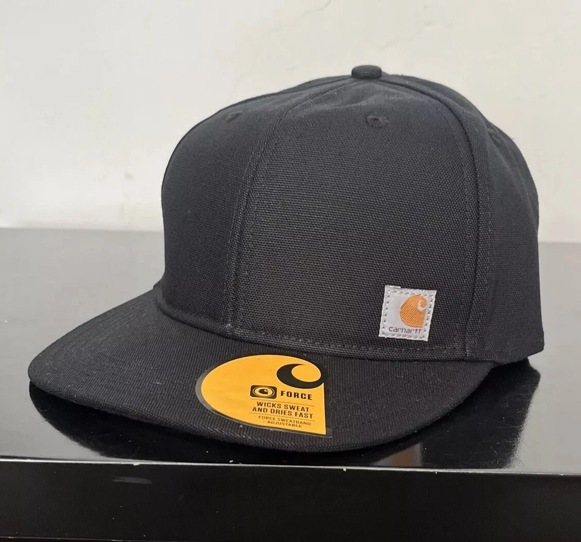 CARHARTT Firm Duck Flat Brim ‘Black’ Snapback Cap AH1604-M