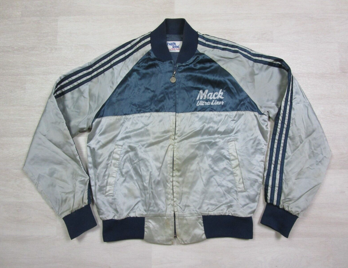 Mack Trucks Satin Bomber Jacket (S) Chalk Line 3-Stripe 