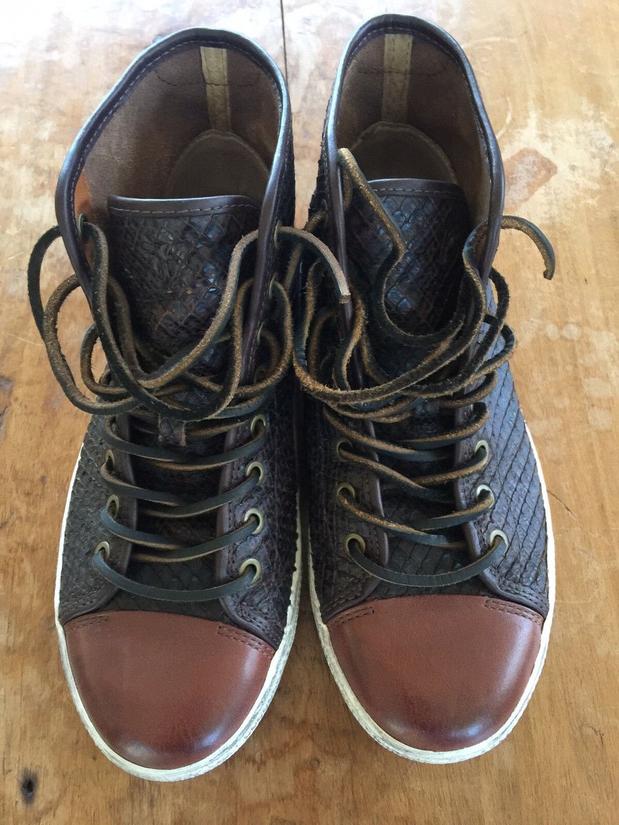 Frye Chambers high top sneakers cognac dark brown leather  display picture 1