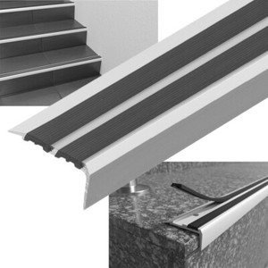 Aluminium Stair Nosing Edge Trim Step Nose Edging Nosings Carpet Silver