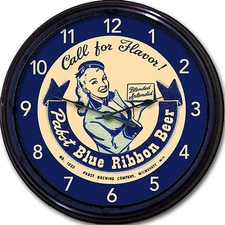 Pabst Blue Ribbon PBR Beer Coaster Wall Clock Milwaukee WI Ale Lager Man Cave 