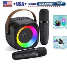 Mini Karaoke Machine, Portable Bluetooth Karaoke Speaker with 2 Wireless Micr...