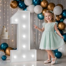 Marquee Numbers 3 Feet Tall, Cool White Light Up Numbers 1 for Party Number 1