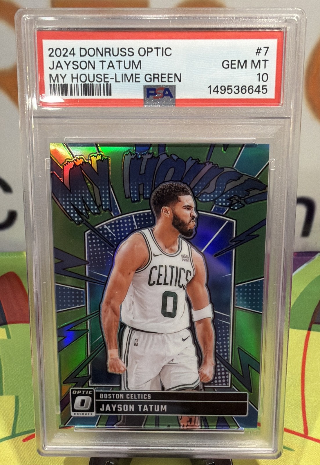 2024 Donruss Optic - My House Jayson Tatum #7 Lime Green Prizm /199 PSA 10