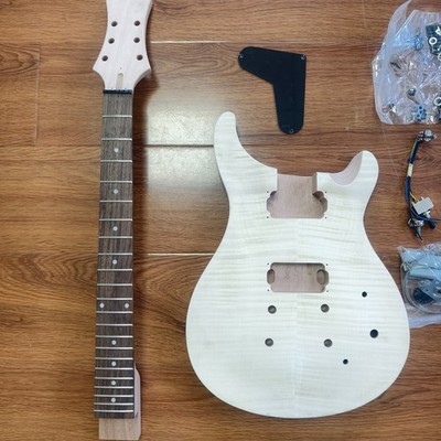  DIY Unfinished PRS Electric Guitar Mahogany Body Beginner Kit US Warehouse