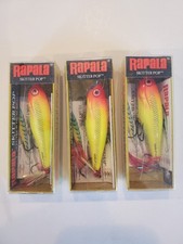 3 Rapala Skitter Pop #7  Wood Topwater Lures Hot Clown Bassmaster In-fisherman 