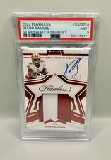 2022 Panini Flawless Deebo Samuel Star Swatch Signatures Ruby /15 PSA 9