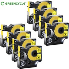 8PK IND 3:1 Heat-Shrink Tube Black on Yellow 12mm Tape 18056 for DYMO Rhino 1000