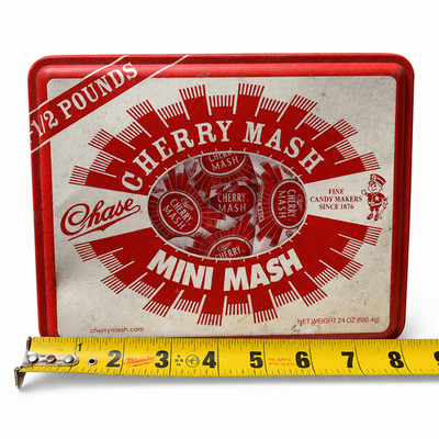 2007 Chase Mini Cherry Mash Candy Tin St Joseph MO Advertising Empty