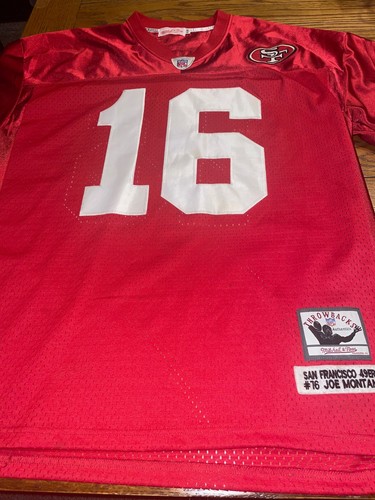 SAN FRANCISCO 49ERS JOE MONTANA Red #16 MITCHELL & NESS THROWBACK NFL JERSEY