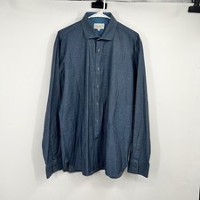 Mens Ted Baker Long Sleeve Blue Button Dress Shirt 17 Business Classic