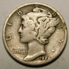 1929 D Mercury Dime 90% Silver VG-F  "Actual Coin Pictured - Not Cleaned"