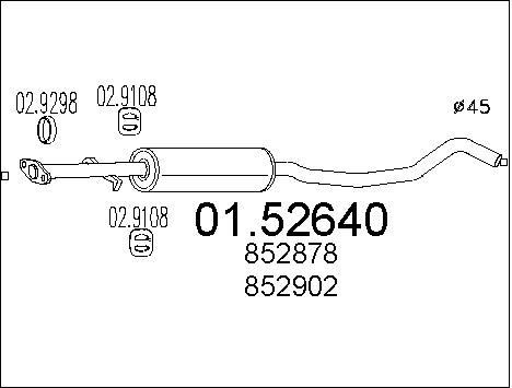Silencieux intermédiaire pour Opel Vectra A 1.7 D 4/5 portes en acier aluminisé