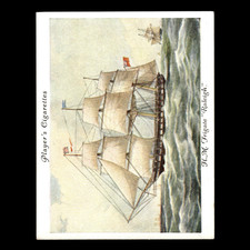 HM Frigate Raleigh #23 1936 Players Cigarettes Old Naval Prints Tobacco Card MLB