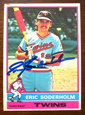 1976 Topps ERIC SODERHOLM Autographed Baseball Card #214 TWINS