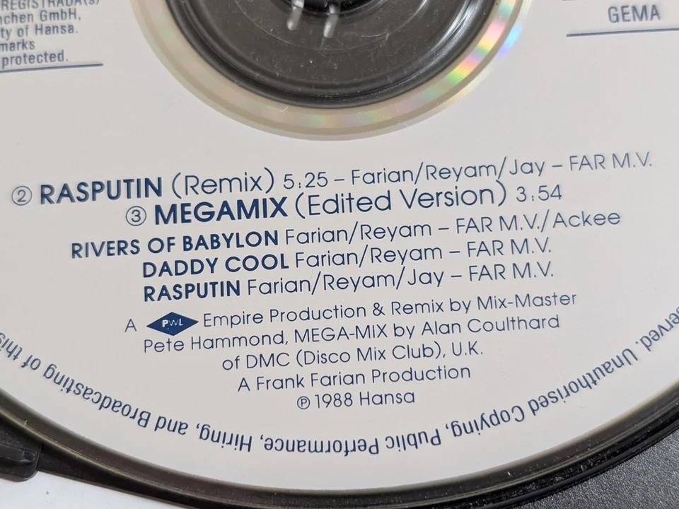 Boney M. Megamix 1988 Rasputin (Remix) Megamix CD UK Import Pop Music - Image 4 of 4