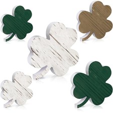 5 Pcs St. Patrick's Day Table Wooden Signs Vintage Shamrock Decorations Irish Ti