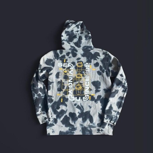 Dutch Bros Coffee Hoodie Women’s Medium Tie Dye Grey Black Acid Wash